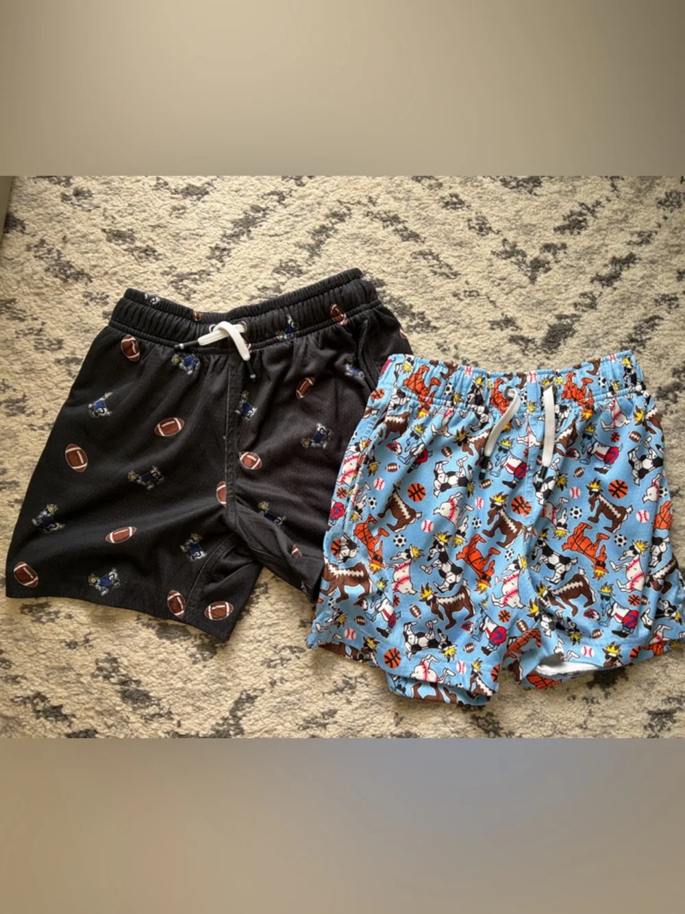 Goat USA boys Athletic Print Shorts - Black Football & Blue Sports Pattern, YM - Picture 1 of 1